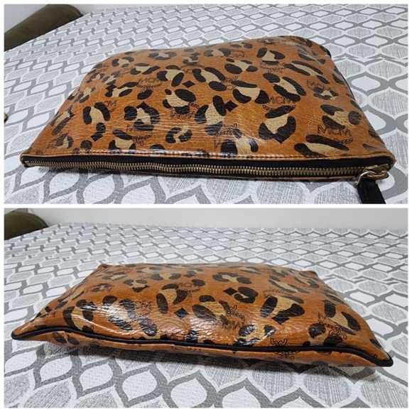 Authentic MCM Leopard Printed Visetos Clutch Brown/Black - Picture 11 of 16